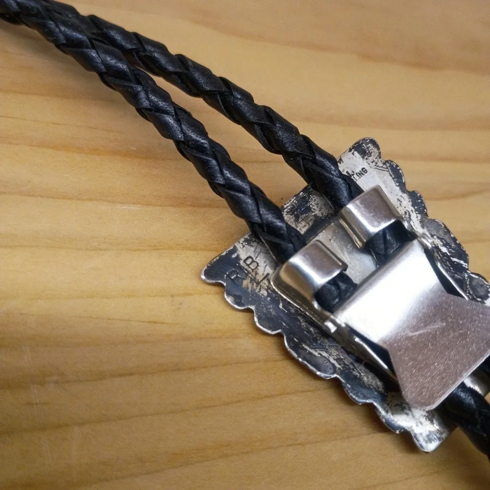 Zuni Pueblo Sterling Silver & Turquoise Bolo Tie RLB  Robert & Bernice Leekya
